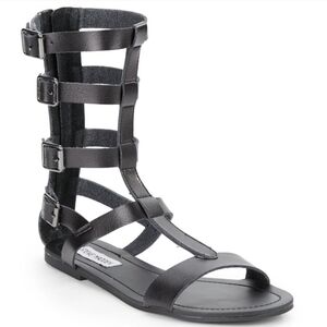 Steve Madden Gunterr Women's Size 5.5M High Gladiator Sandals Black Zip Grunge